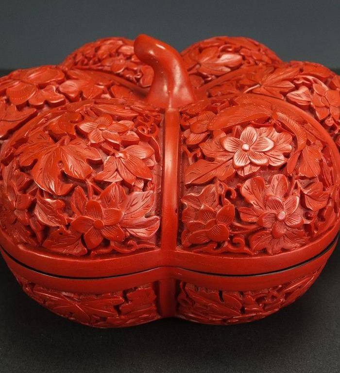 美国回流 剔红漆器 茶叶盒图8