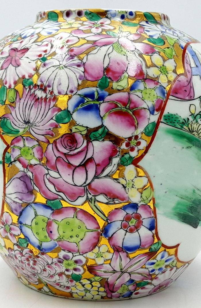 百花不漏地双开窗美女罐图2