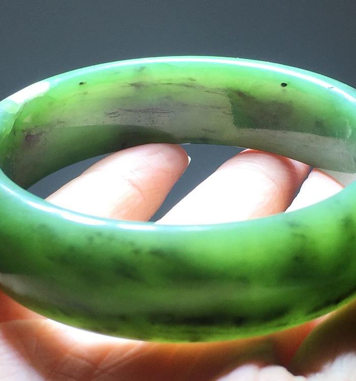 民国 和田碧玉 菠菜绿手镯 富贵镯子 颜色好
