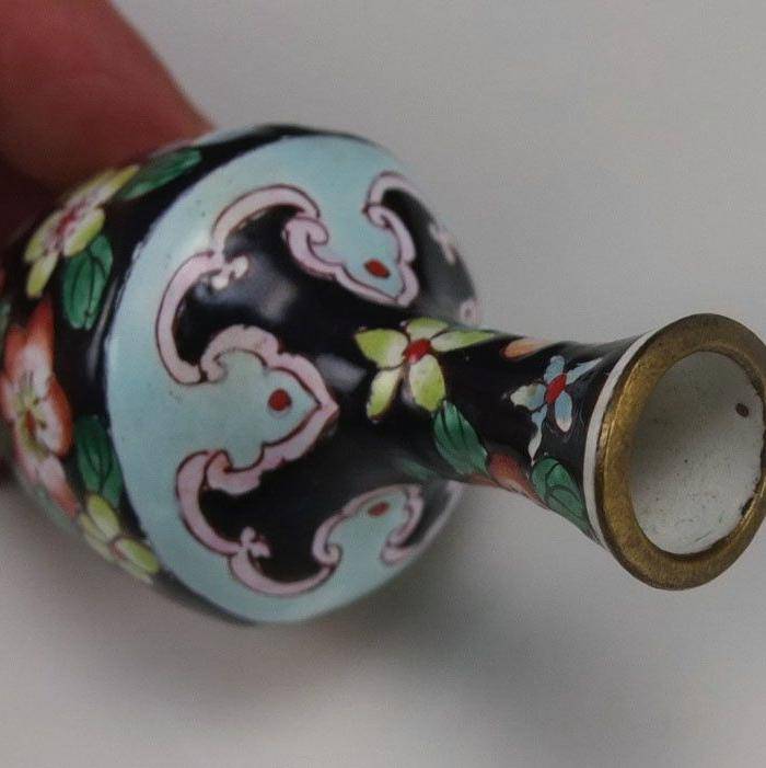 美国回流 铜胎珐琅彩摆件一对图11