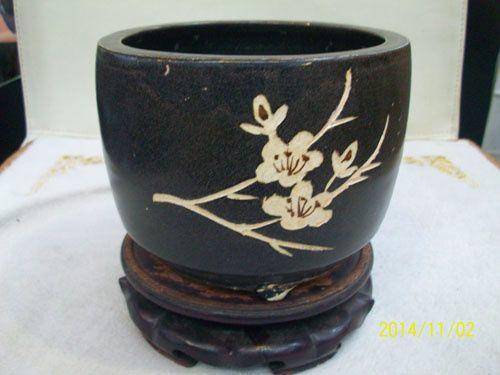 宋吉州窑黑釉梅花三足水丞图3