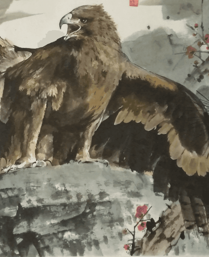 著名花鸟画家 马鸿达 四尺整张苍鹰图5