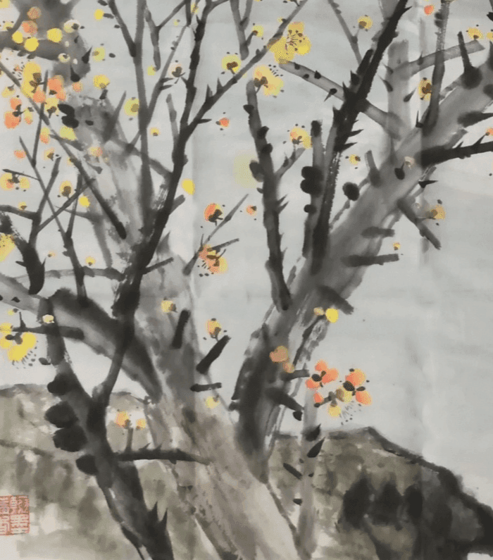 著名花鸟画家 马鸿达 四尺整张松鹤延年腊月寒梅图2