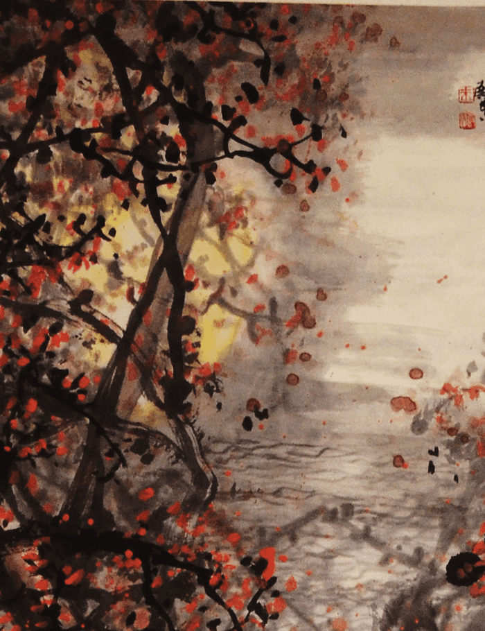 著名花鸟画家 赖殿贤 四尺对开平湖秋月图3