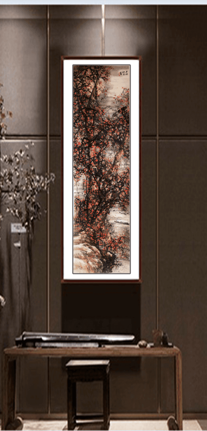 著名花鸟画家 赖殿贤 四尺对开平湖秋月图6