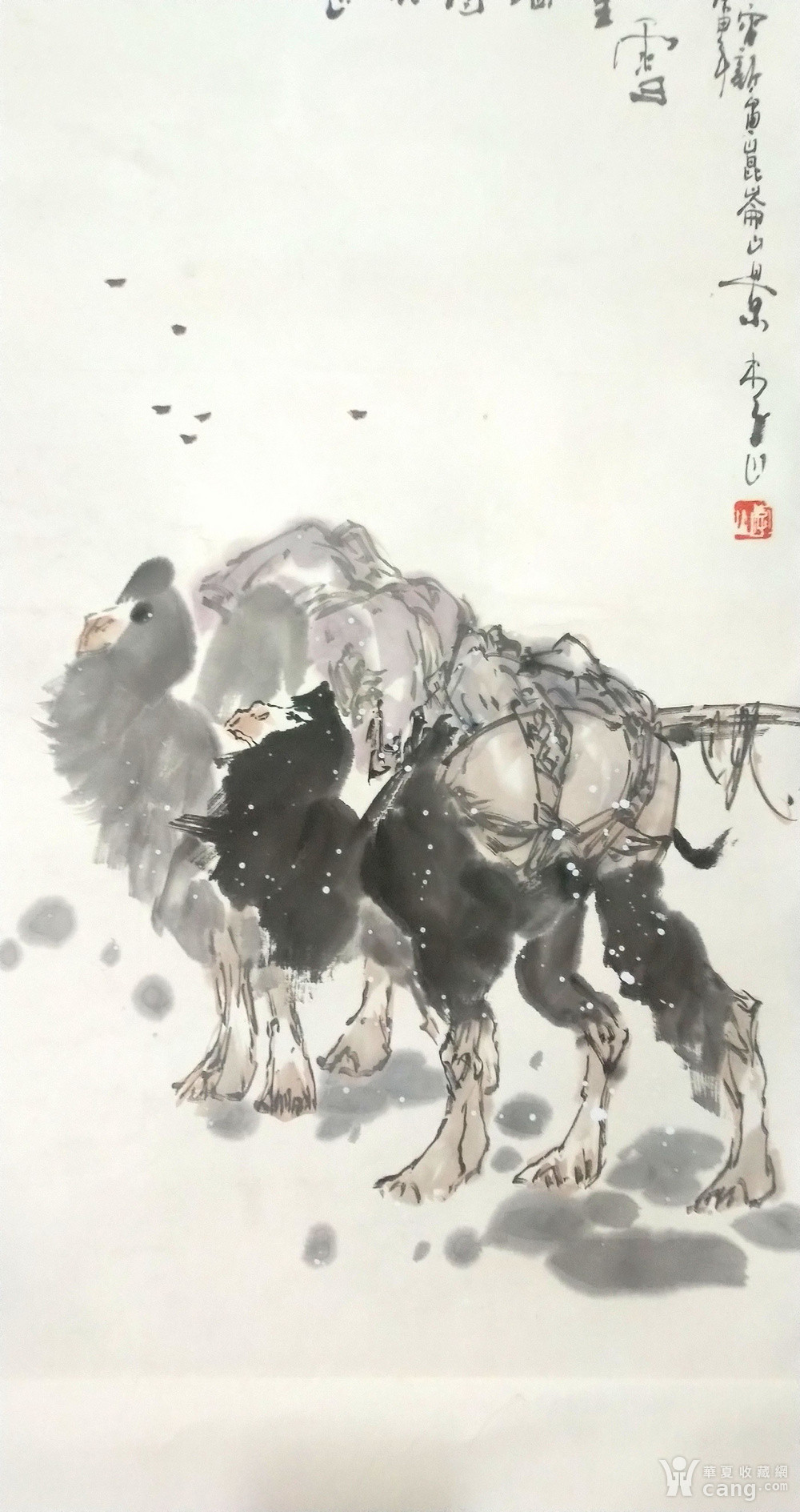 著名画家 李山 风雪骆驼