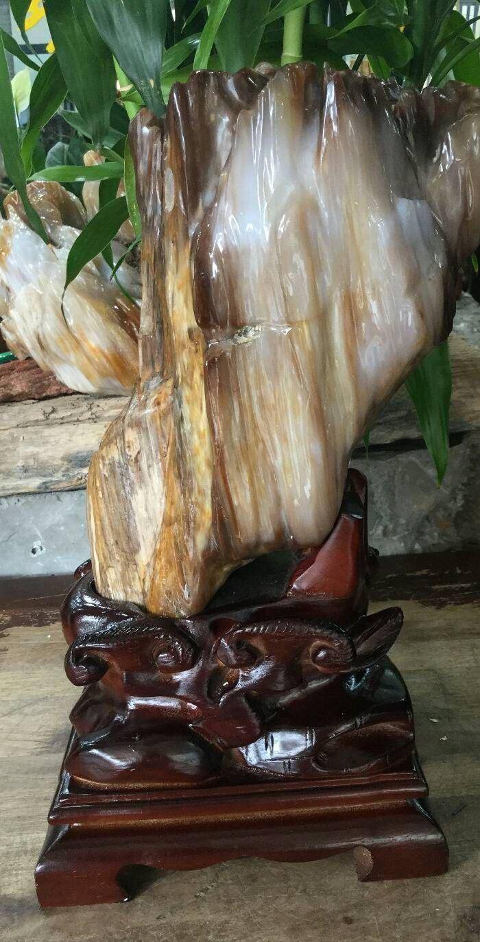 缅甸精品冰种树化玉摆件图3