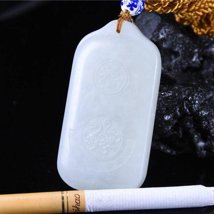 和田玉 厚重大牌子 飞龙进宝 生意兴隆 双面工细腻图6