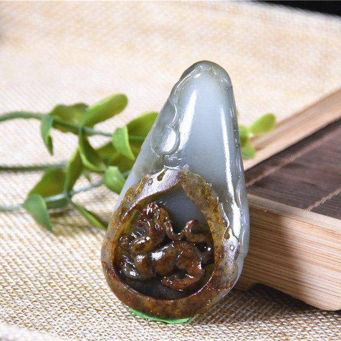 和田玉 古风 猛虎 虎虎生威 籽玉 沁皮霸气十足图5