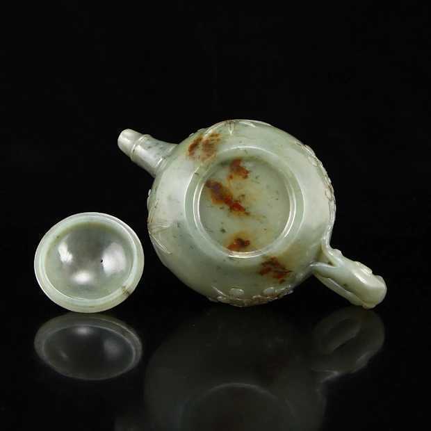 欧洲回流之和田玉老松竹梅岁寒三友茶酒壶图7