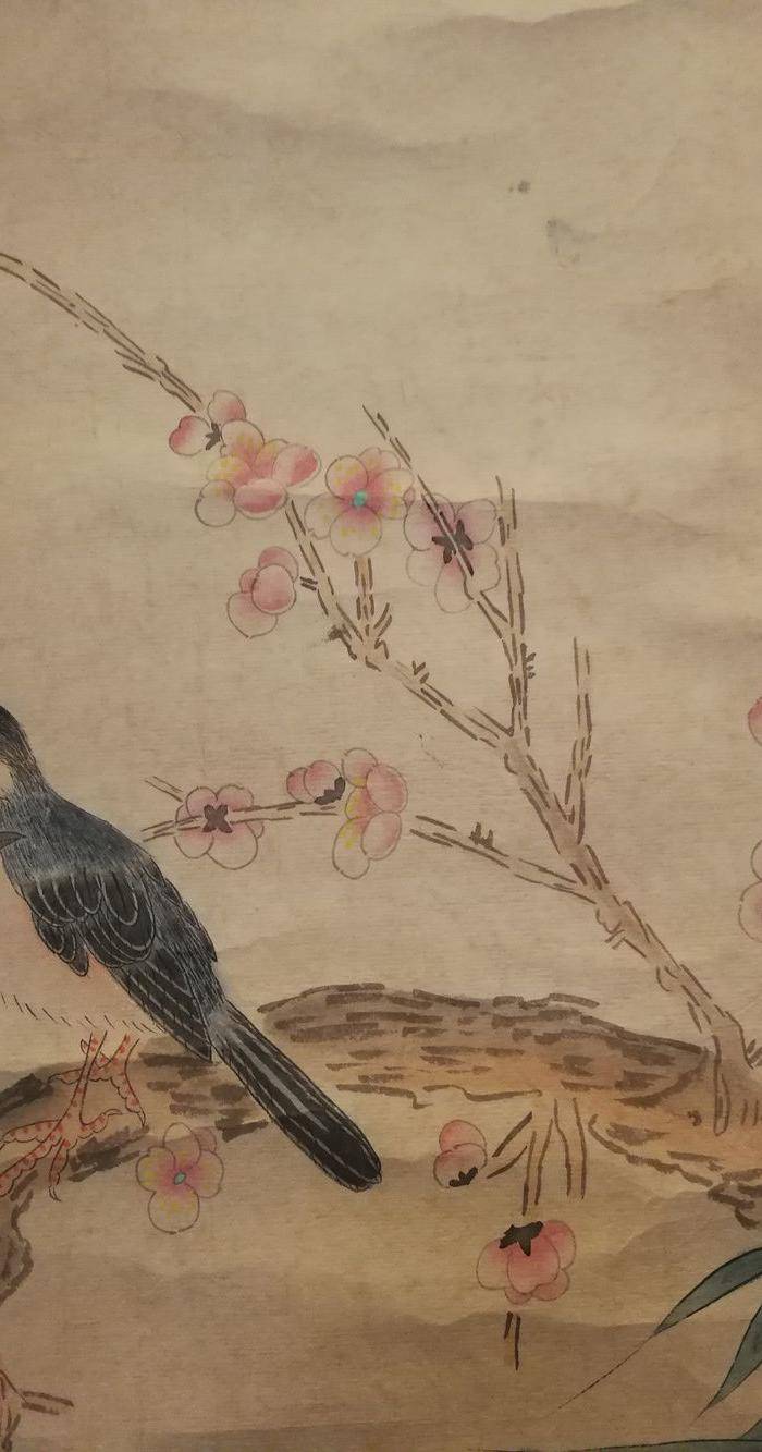 装裱字画梅道人吴镇花鸟寄托款图5