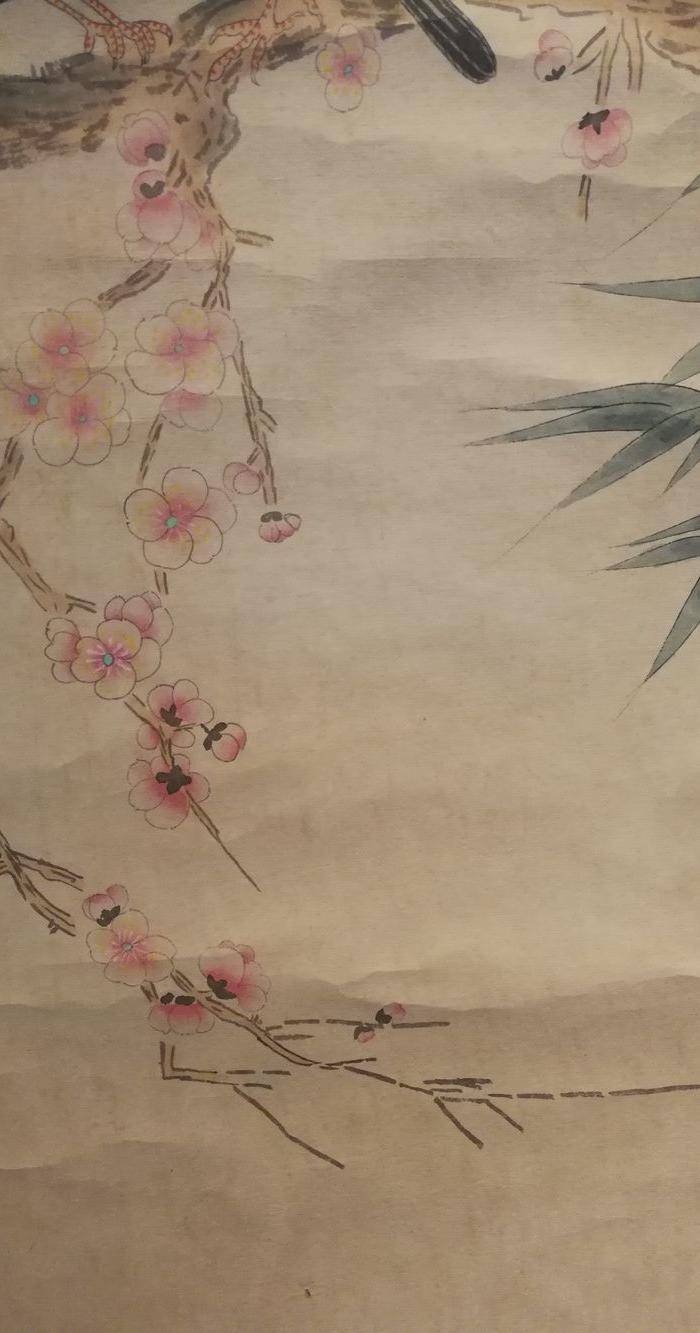 装裱字画梅道人吴镇花鸟寄托款图6