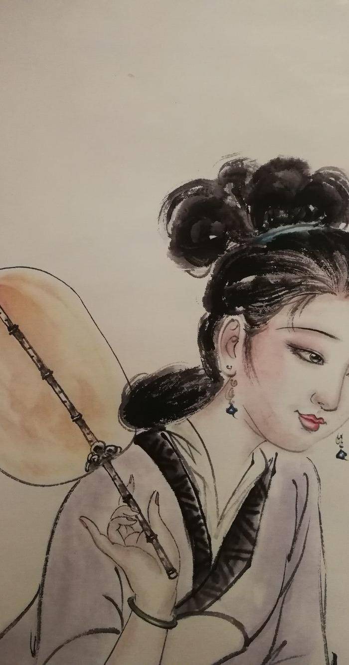 装裱画白伯骅侍女观荷图4