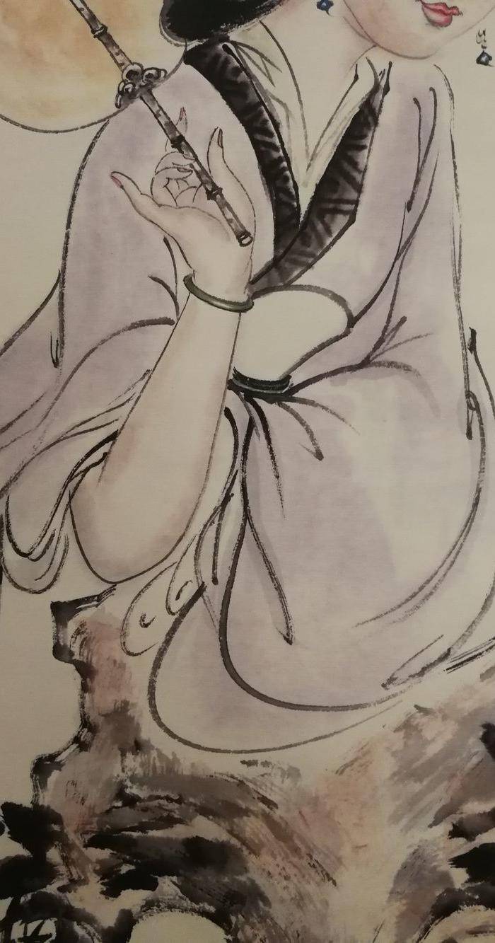 装裱画白伯骅侍女观荷图5