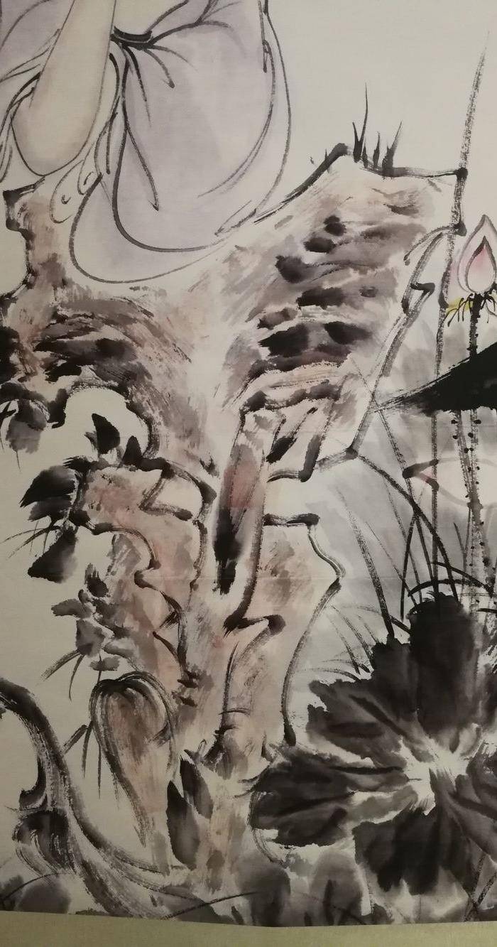 装裱画白伯骅侍女观荷图7