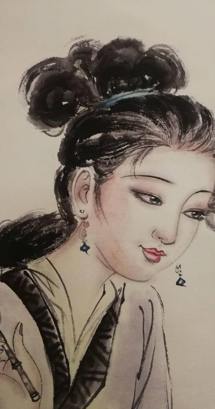 装裱画白伯骅侍女观荷图8