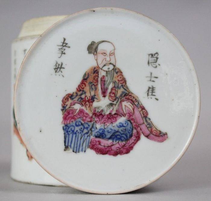 精品 清代无双谱粉彩盖罐图2