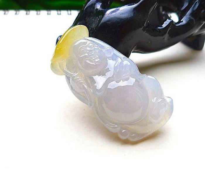 自然光实拍!天然A货冰种开心玉佛图6