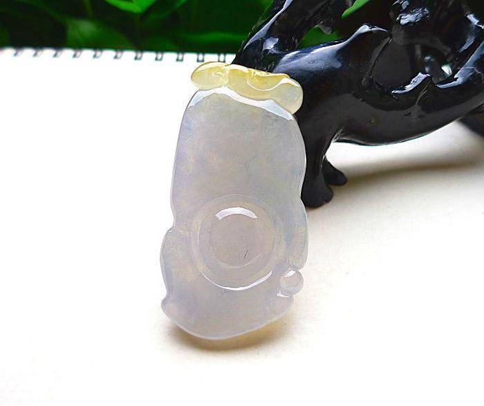 自然光实拍!天然A货冰种开心玉佛图7