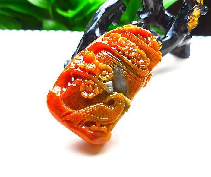 自然光实拍!天然A货好种帝王红鸟语花香图5