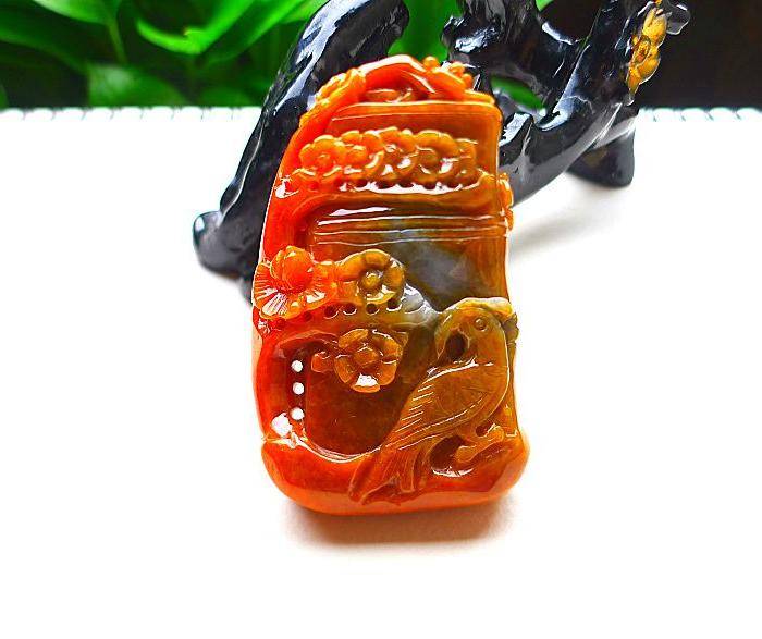 自然光实拍!天然A货好种帝王红鸟语花香图4