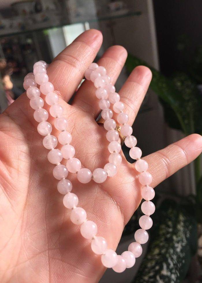 8037欧洲回流粉水晶项链图7