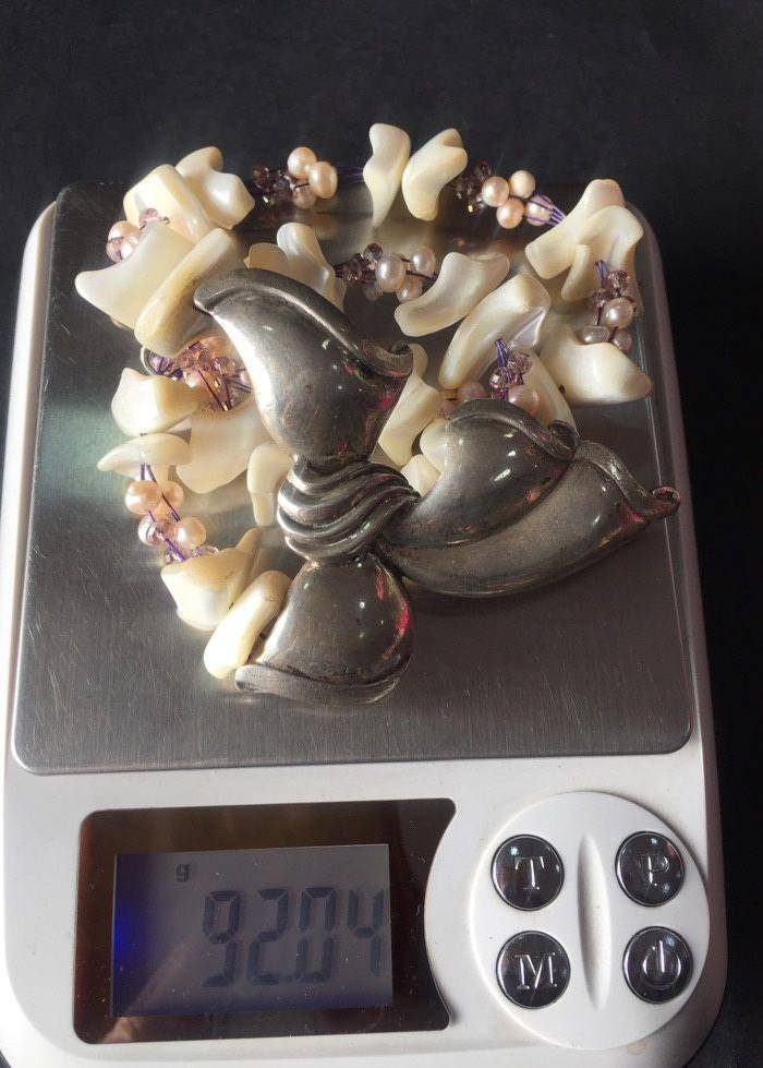 8043欧洲回流贝母银项链图9