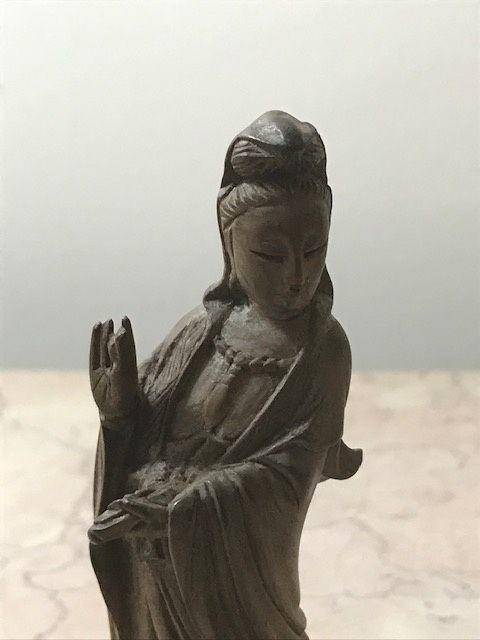 7515 民国黄杨木雕观音图2