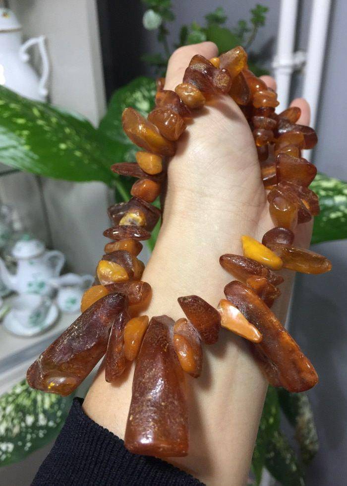 8081欧洲回流随形老蜜蜡毛衣链图6