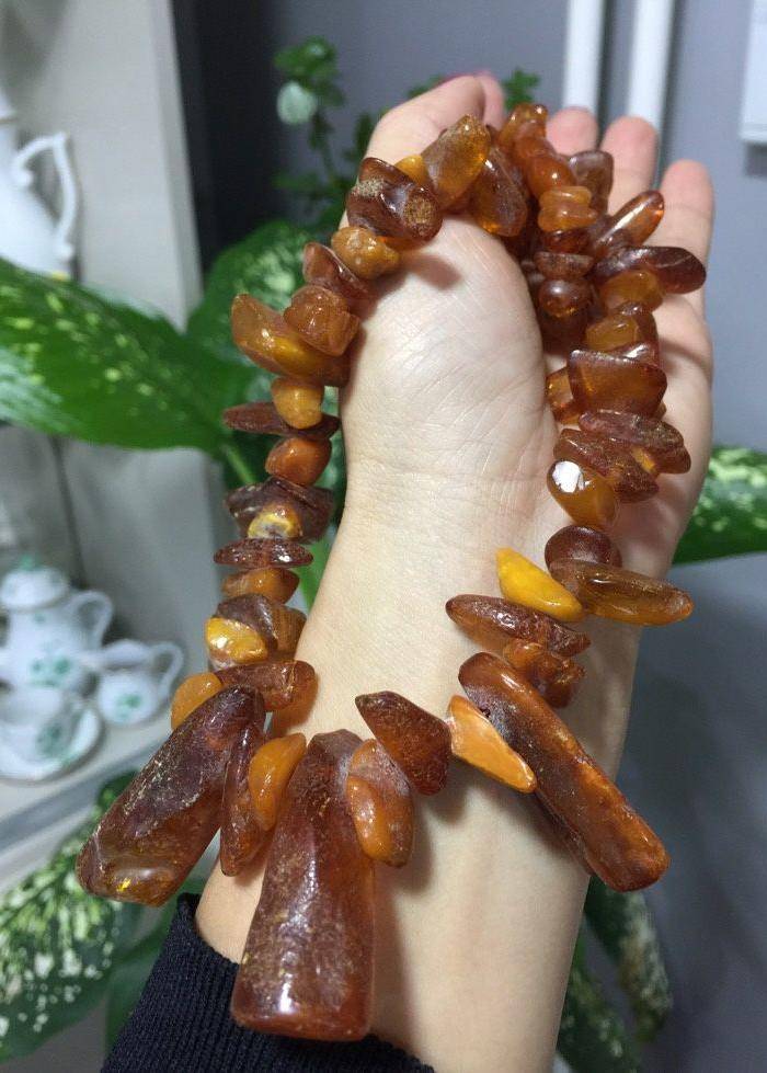 8081欧洲回流随形老蜜蜡毛衣链图7