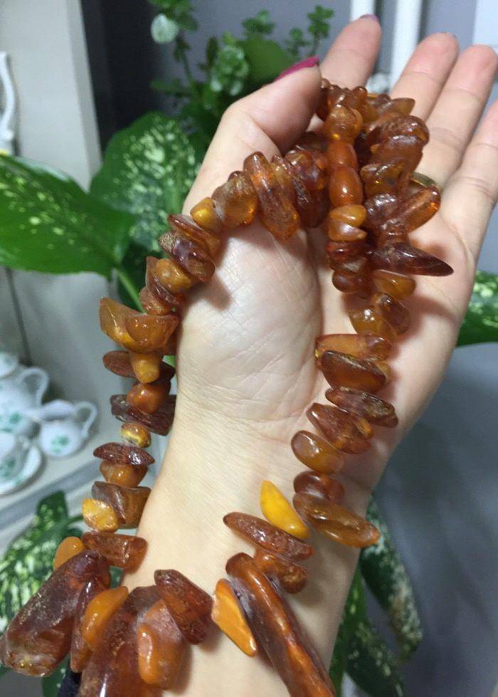 8081欧洲回流随形老蜜蜡毛衣链图8