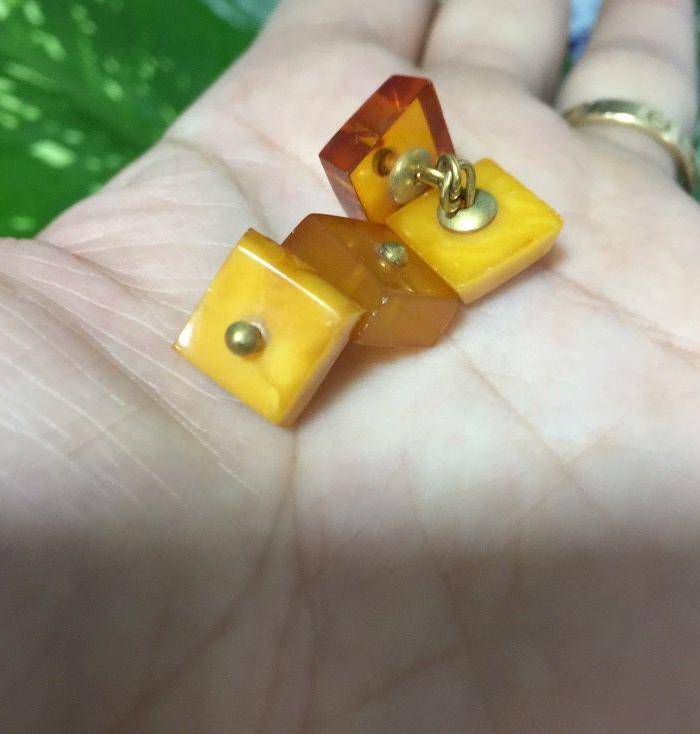 8083欧洲回流原矿老蜜蜡俄罗斯金工袖扣图7