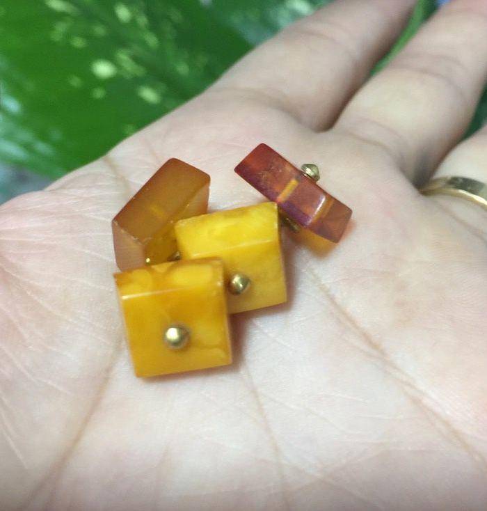 8083欧洲回流原矿老蜜蜡俄罗斯金工袖扣图6