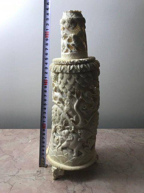 7454 民国 透雕狩猎纹大灯座图10