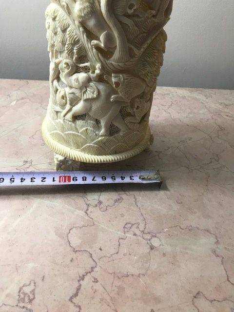 7454 民国 透雕狩猎纹大灯座图11