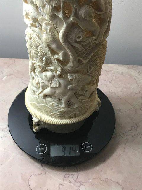 7454 民国 透雕狩猎纹大灯座图12