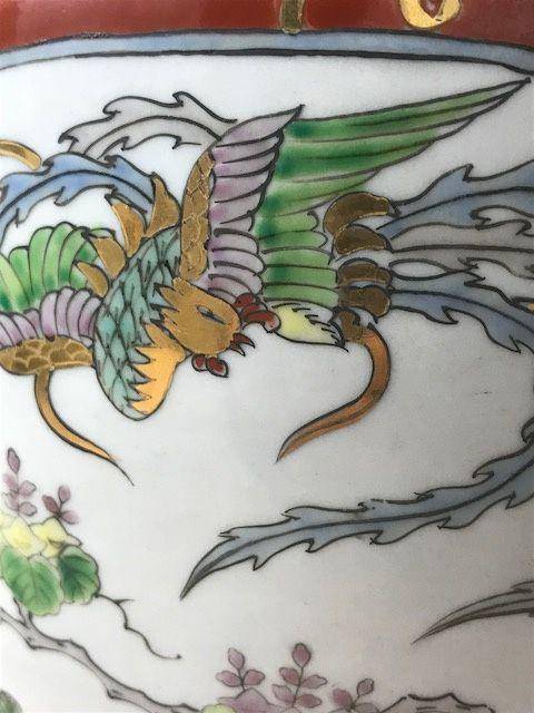 7428 民国 粉彩开光凤纹卷缸图5