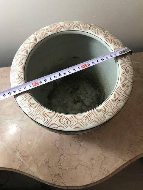 7428 民国 粉彩开光凤纹卷缸图12