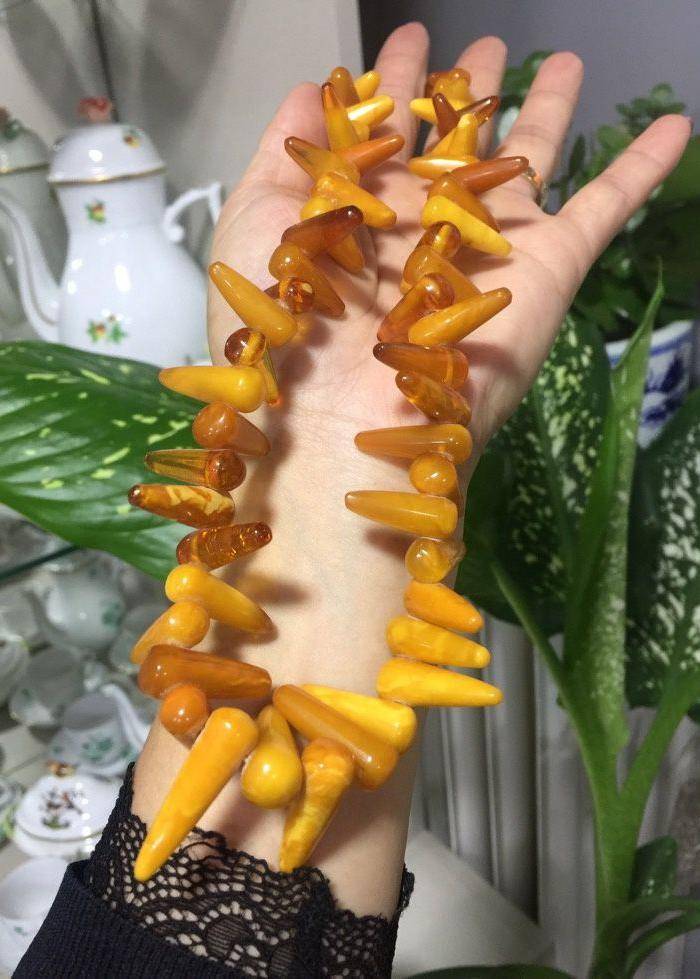 8091欧洲回流锥形老蜜蜡项链图5