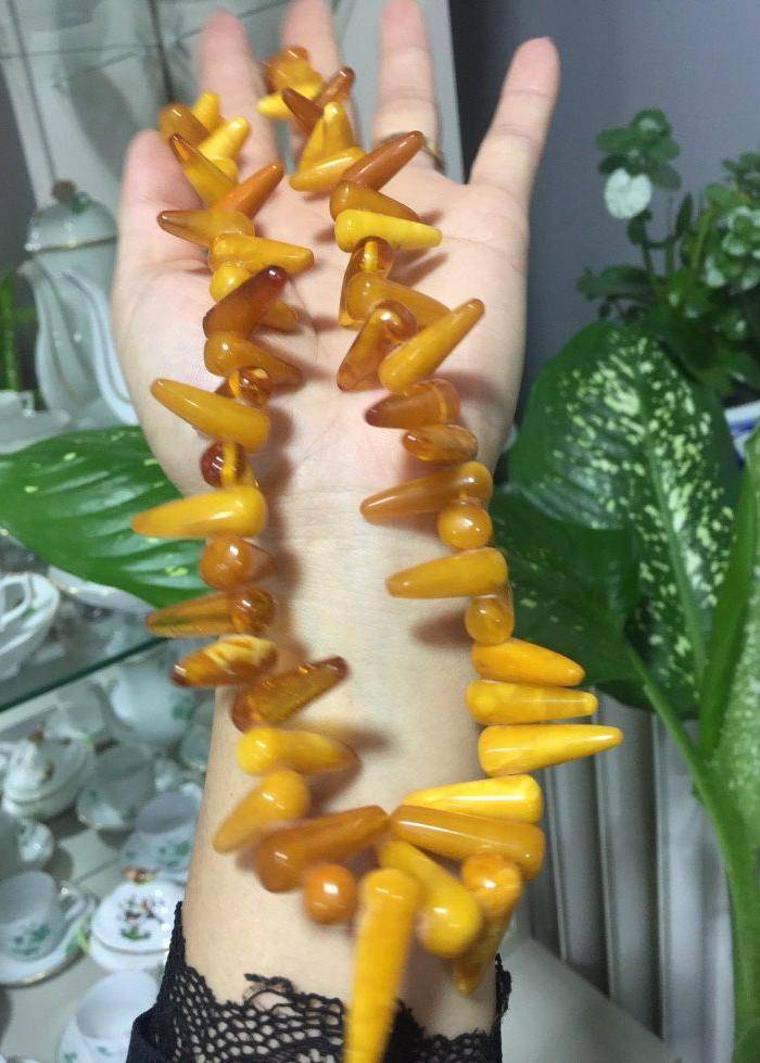 8091欧洲回流锥形老蜜蜡项链图6