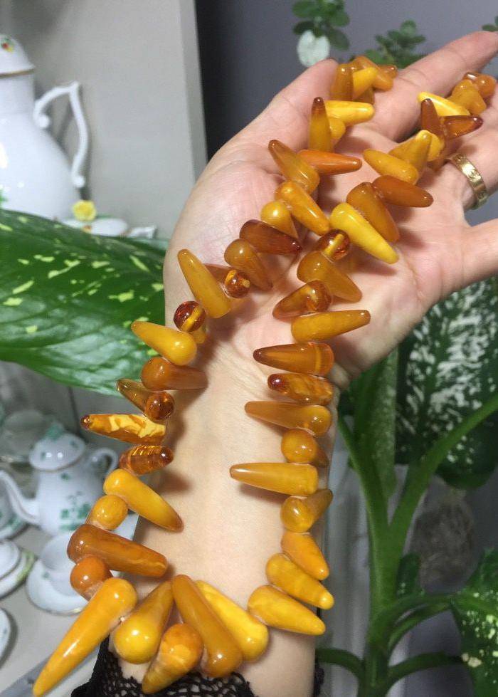 8091欧洲回流锥形老蜜蜡项链图7
