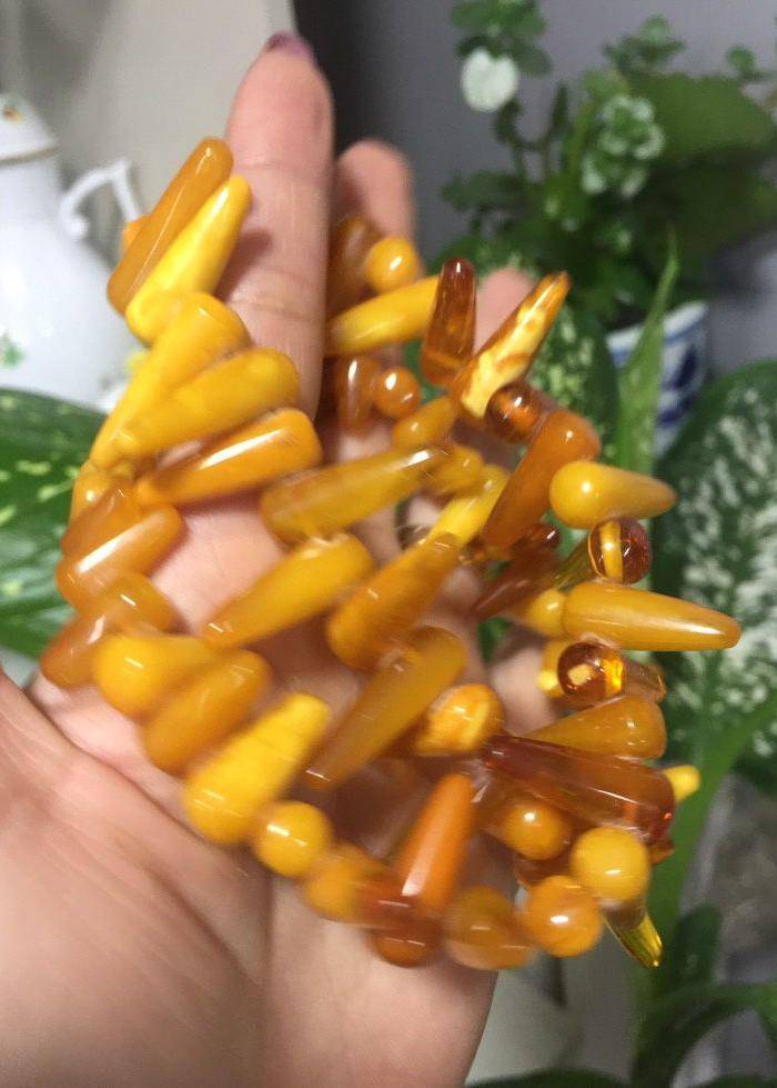 8091欧洲回流锥形老蜜蜡项链图8
