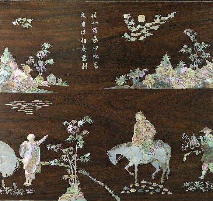 老红木竹节螺钿人物故事大盘图2