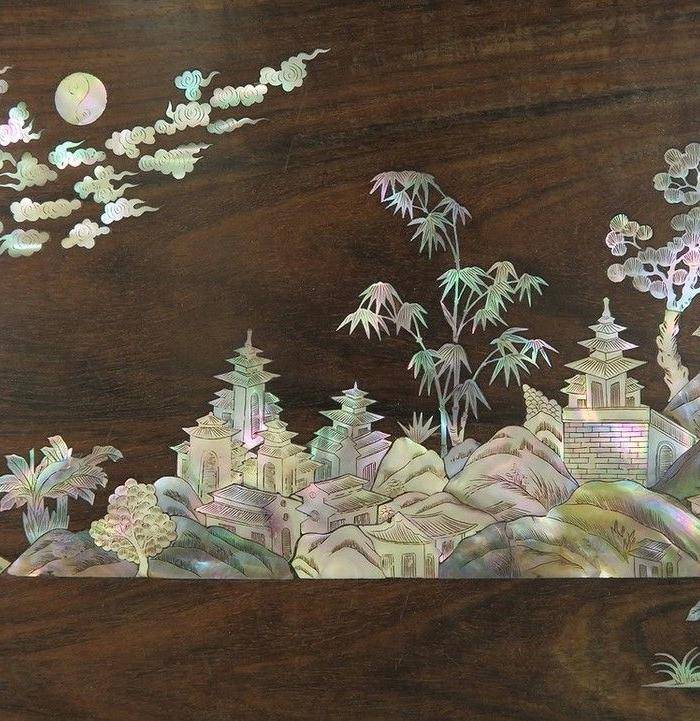 老红木竹节螺钿人物故事大盘图3