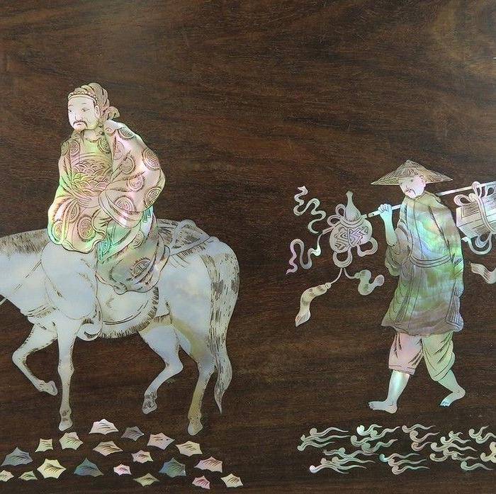 老红木竹节螺钿人物故事大盘图4