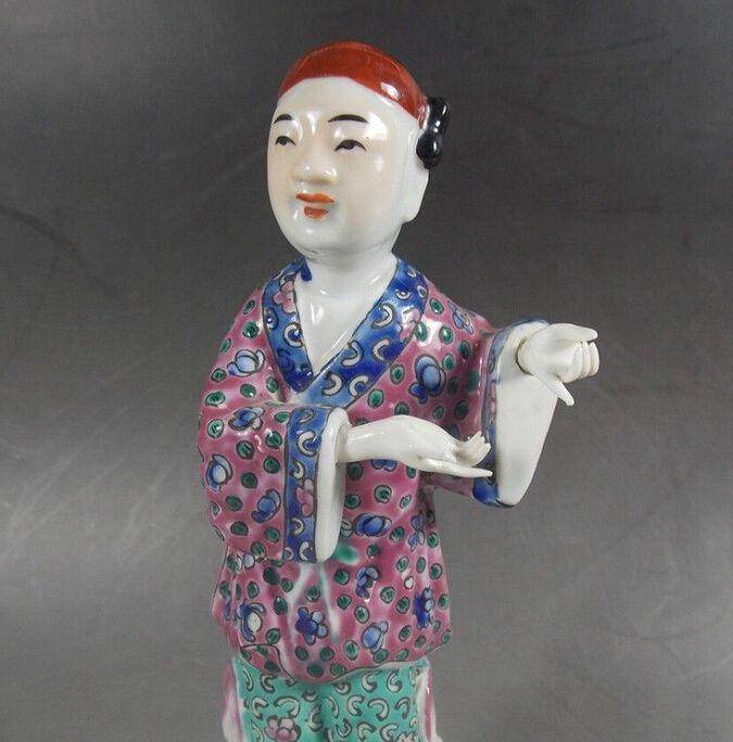 民国粉彩人物塑像图2