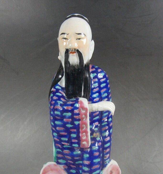 民国粉彩人物塑像图2