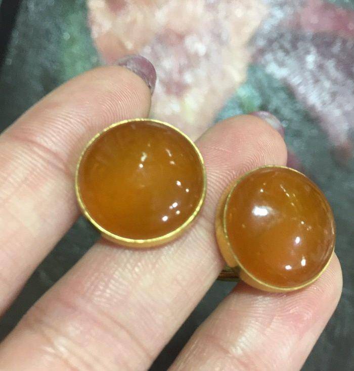 8107欧洲回流俄罗斯金工蜜蜡袖扣图3