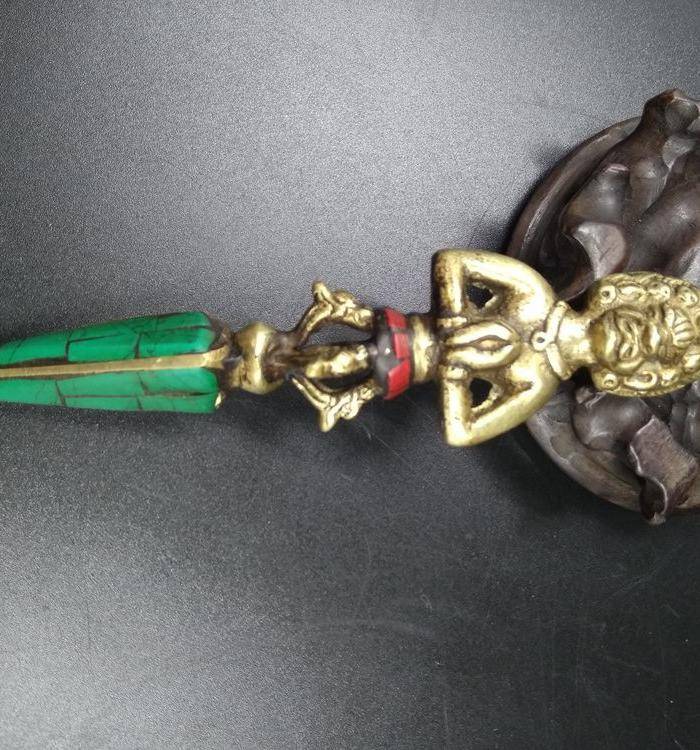 藏传清代法器 镶嵌绿松宝石图3