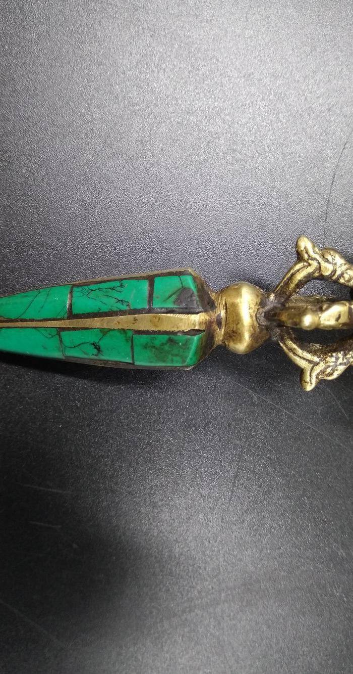 藏传清代法器 镶嵌绿松宝石图5